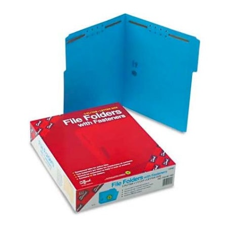 Smead Smead Folders, Two Fasteners, 1/3 Cut Assorted Top Tab, Letter, Blue, 50/Box 12040
